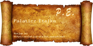Palaticz Etelka névjegykártya